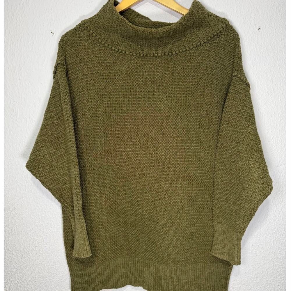 Free People Sweater Knit Cozy Mock Neck Army Green Womens XS